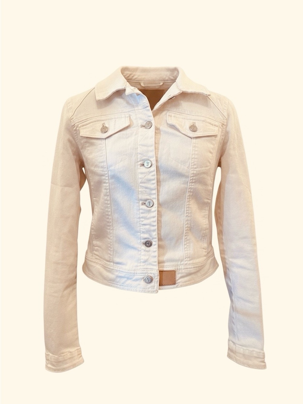 Pilcro and the Letterpress Soft Pink Cropped Upcycled Designed Denim Jacket M